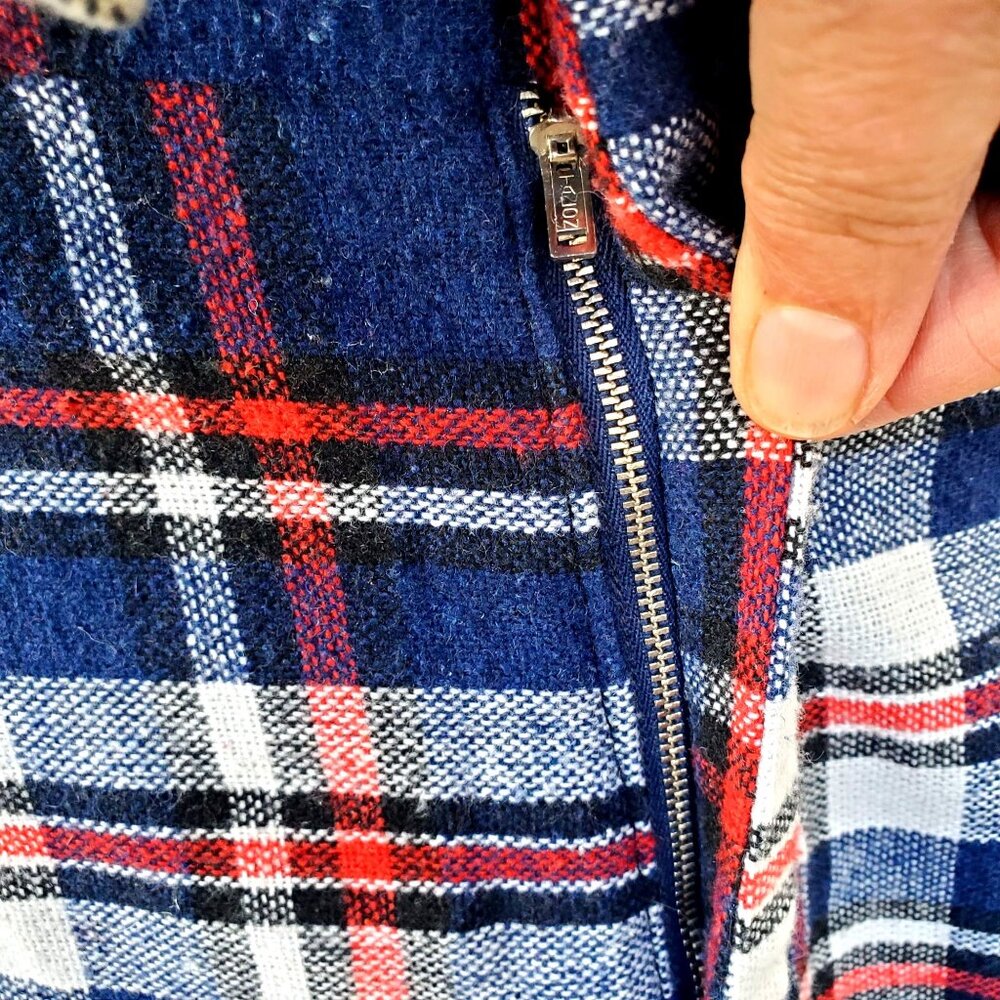 Vintage 60s Mod Pants Women 4 Blue Red White Plaid Flared Cuffed NWOT 29" Waist - Picture 12 of 15